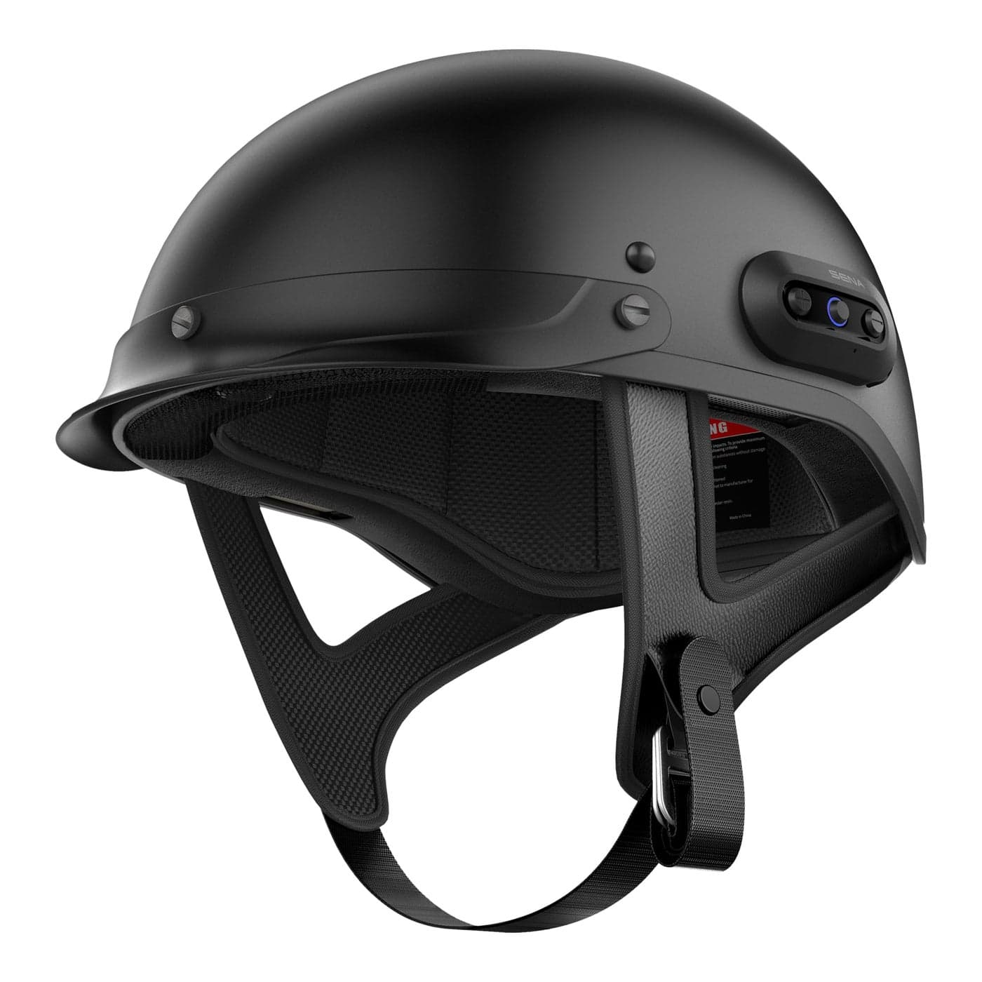 Sena Cavalry 2 Mesh Intercom Enabled Motorcycle Half Helmet Integrated Communication System Matte Black Medium
