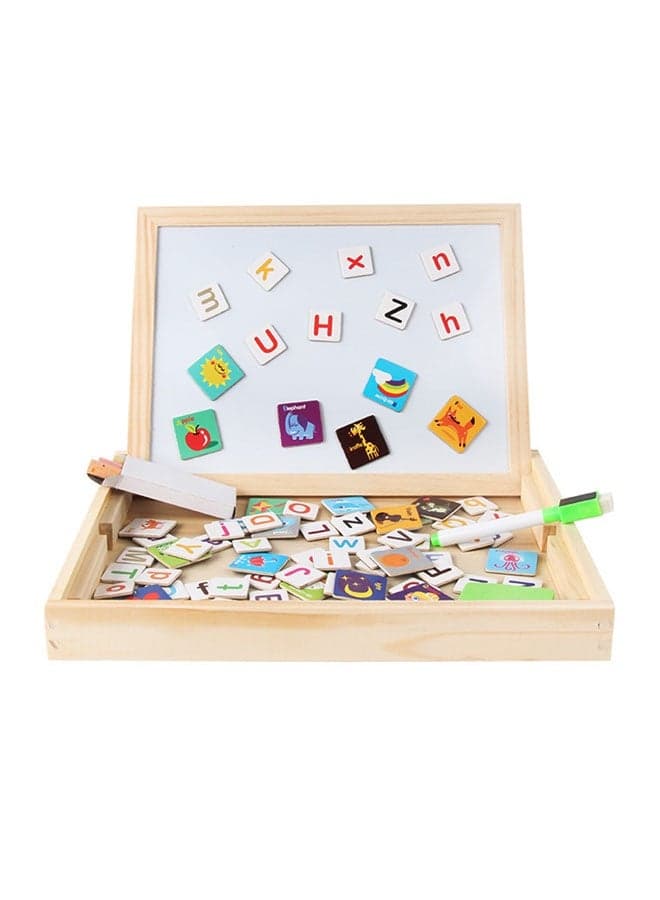 Double-Sided Magnetic Drawing Board Set | Whiteboard/Blackboard Combo with Alphabet Puzzle, Educational Toy