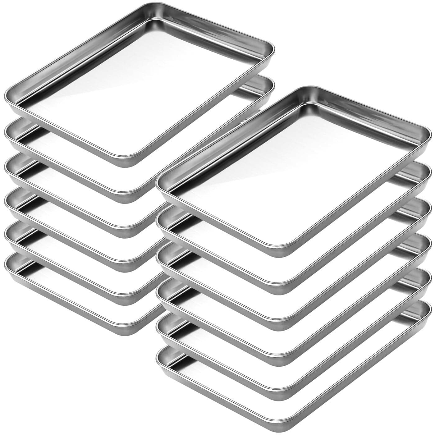 CEKEE Baking Sheet Set of 12 Stainless Steel 16 Inche Cookie Sheets for Baking Baking Sheet Pan Toaster Oven Tray Jelly Roll Pan Warp Resistant Heavy Duty Size 16 x 12 x 1 Inches
