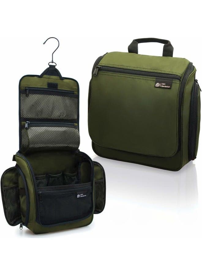 D&D Hanging Travel Toiletry Bag for Men and Women – Cosmetics, Makeup and Toiletries Organizer Kit with 10 Compartments, YKK Zippers, XXL Metal Swivel Hook, Water-Resistant Nylon
