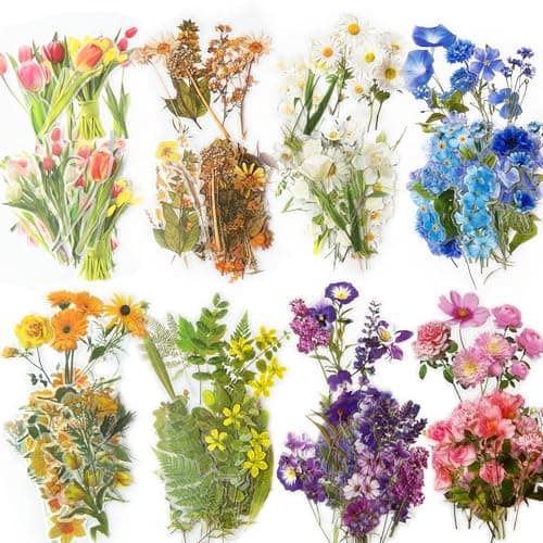 320 PCS Flower Stickers Waterproof Botanical Decals for Hydro Flasks Journals DIY Crafts 8 Vintage Floral Themes Daisy Sunflower and More