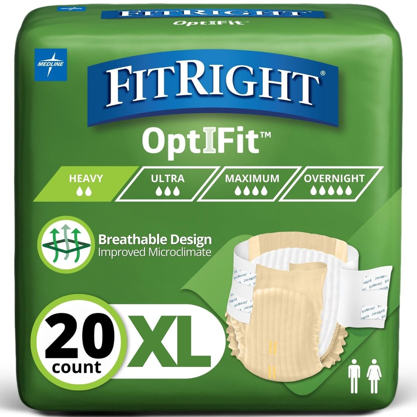 MEDLINE FITEXTRAXLG FITEXTRAXLGZ FitRight Extra Briefs Pack of 20