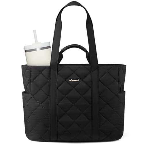 LOVEVOOK Tote Bag for Women,Large Puffer Tote Bag with Zipper,Quilted Puffy Work Bag Purse Handbag Fits 30 oz Stanley Cup