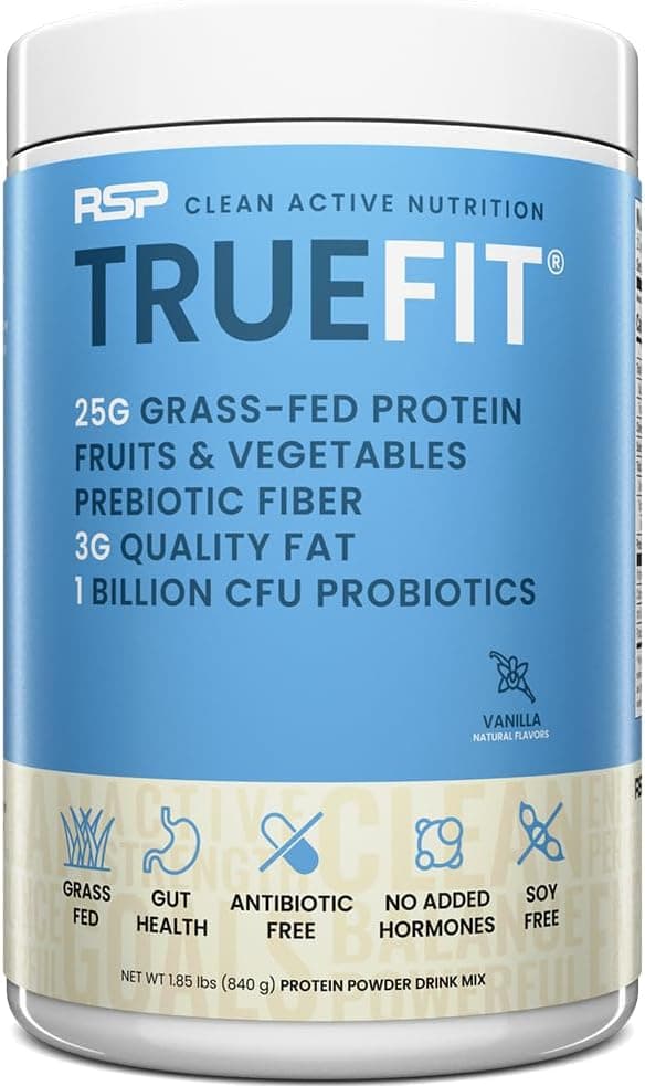 TrueFit Gut Healthy Protein Powder GrassFed Whey Meal Replacement Shake with Prebiotics Probiotics Organic Superfoods Keto Gluten Free 185 lbs