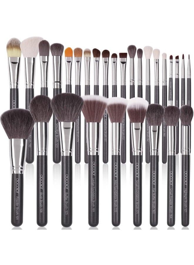 Docolor Professional Makeup Brush Set 29Pcs Makeup Brushes Valentines Day Gifts Premium Goat Synthetic Fiber Foundation Face Powder Blush Concealer Eyeshadows Make Up Brushes with PU Leather Case