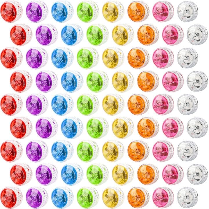 72 Pcs Colorful Light up Yo Yo Ball Bulk LED Responsive Ball Auto Return Bearing Balls Yoyo for Kids Beginner Birthday Classroom Bag Fillers Prizes Gifts 8 Colors