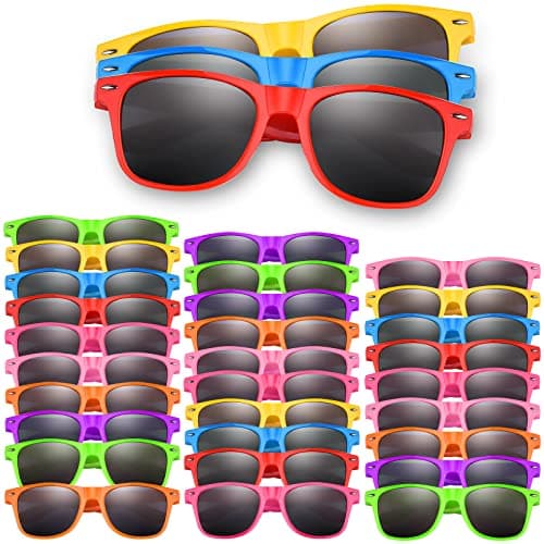 ASTARON 64 Pieces Sunglasses Bulk Neon Party Favors Goody Bag Fillers for Beach Wedding Party Pool Party Supplies 8 Colors