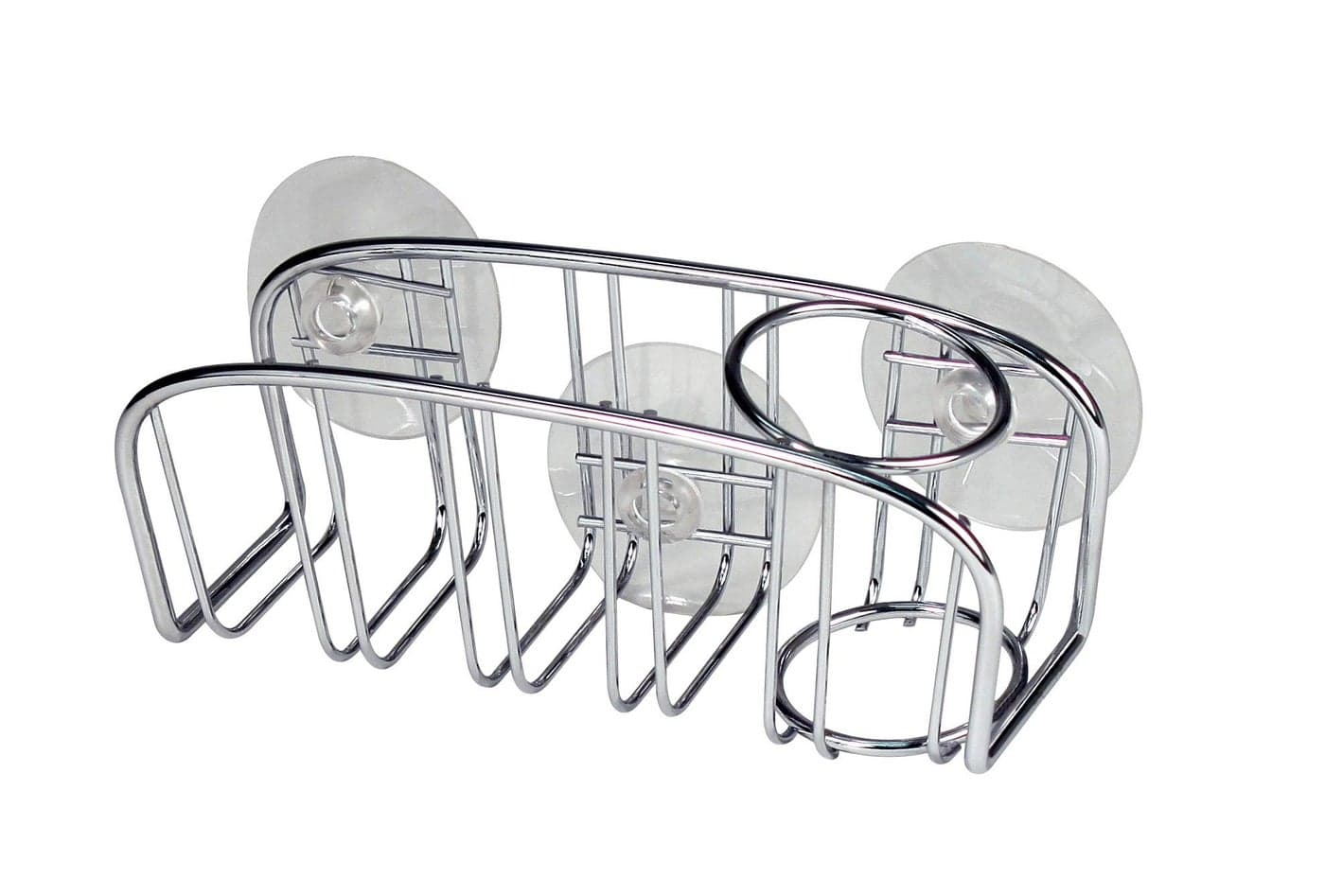 Spectrum Contempo Suction Sponge Brush Holder Chrome InSink Caddy Organizer for Dish Scrub Brush Sink Sponge Kitchen Storage MustHave
