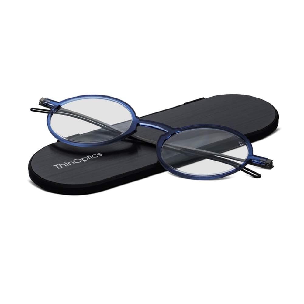 ThinOptics Unisex Adult Glasses Reading, Regular Case / Round Blue, 1.50 US