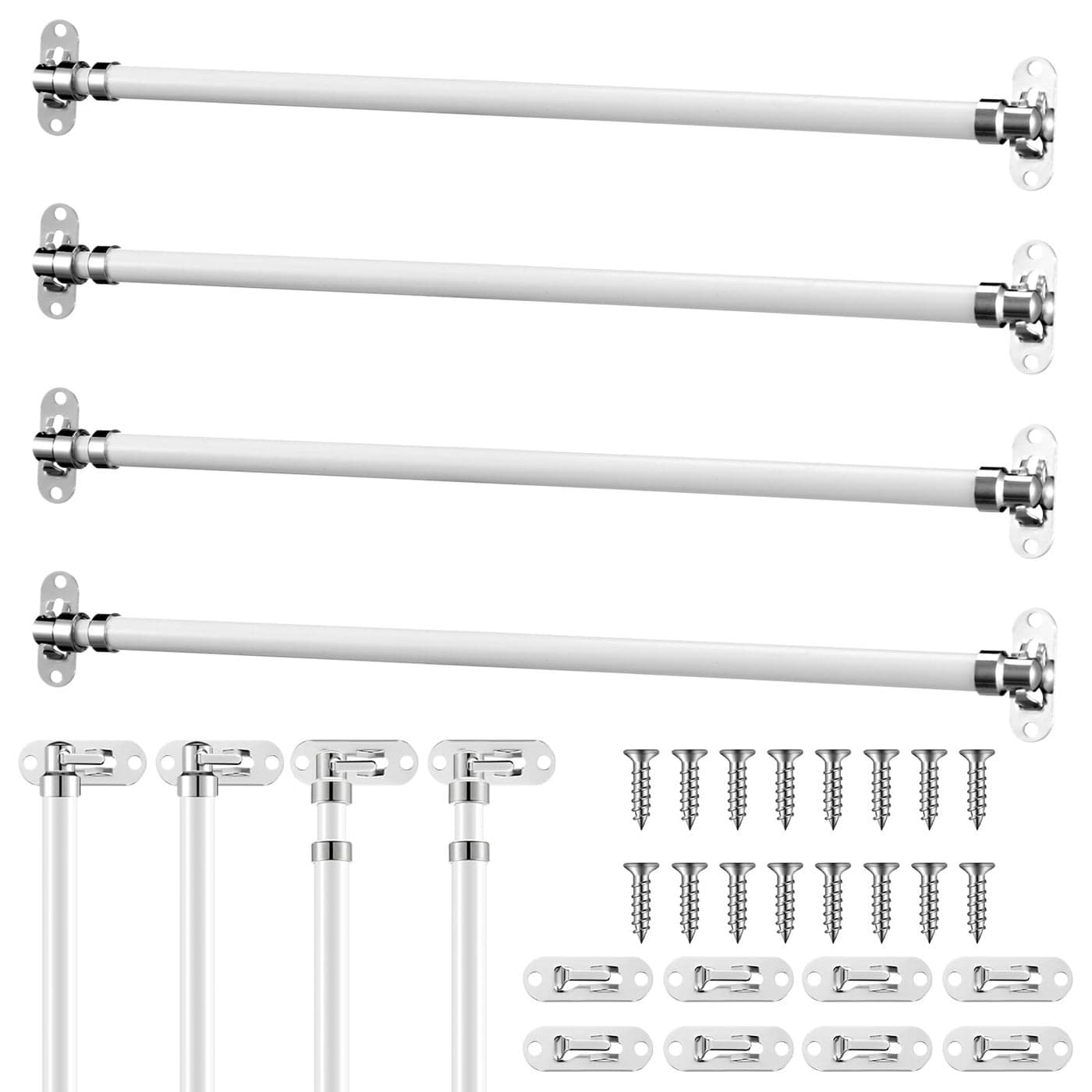 Beeveer 4 Pcs Door Curtain Rod Set Swivel Sash Curtain Rods French Door Curtain Rods Set for Windows and Sidelights1221 Inch