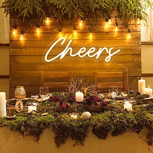 Cheers Neon Sign USB Powered with Dimmable Switch,LED Neon Light Sign for Wall Background Decor,Cheer Light Up Sign Neon for Bar Birthday Party Wedding 16.5 * 7in(Warm White)