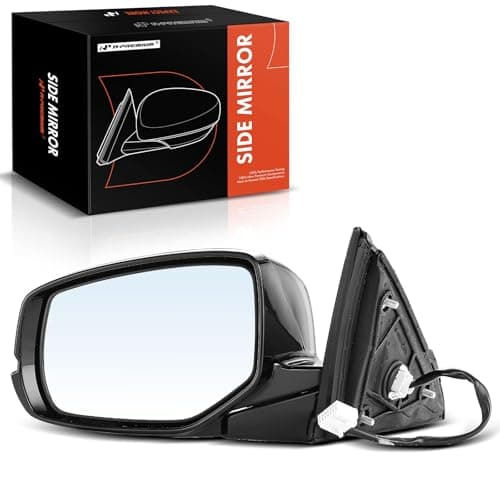 A-Premium Driver Side Power Door Mirror - Compatible with Honda Accord 2013-2017 - Heated Manual Folding Outside Rear View Mirror with Turn Signal Black (Paint To Match)
