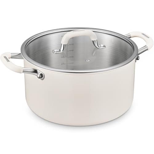 8 Quart Nonstick Stock Pot with Lid, BEZIA Fully-Clad 3-Ply Stainless Steel Pots, Induction Soup Pot with Lid, Kitchen Cooking Pots with Silicone Handle, for All Cooktops, Free of PTFE/PFOA/PFOS
