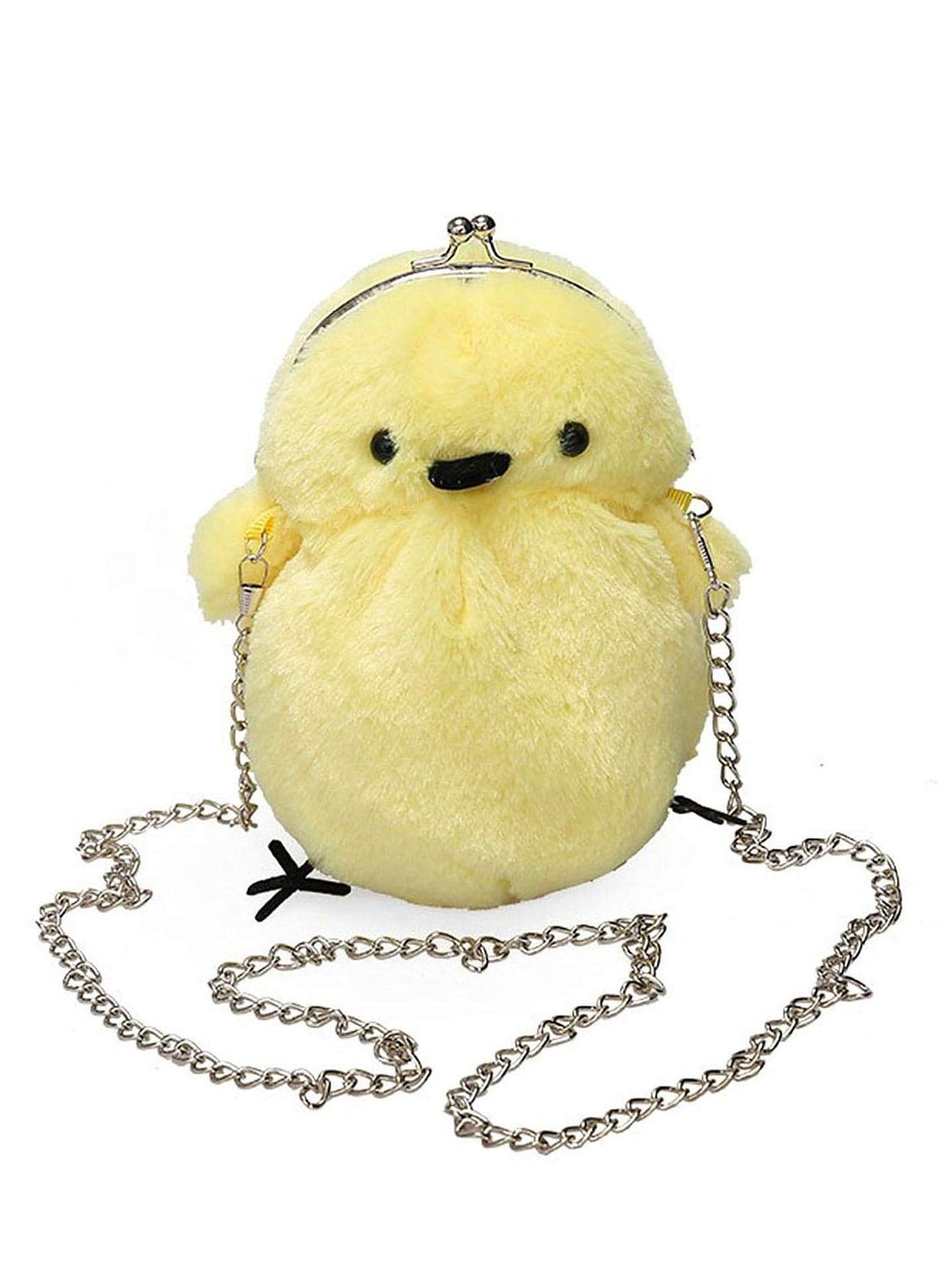 Women Cute Plush Crossbody Bag, Chick Purse Fluffy Fur Coin Wallet Chain Pouch, Chic Small Shoulder Cell Phone for Girls Yellow