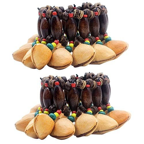 GOGHOST Cacho Seed Rattle Bracelet Anklet, 2 PCS African Shaker Nut Shell Bracelet Natural Percussion Accessories Musical Instrument(Chacha)