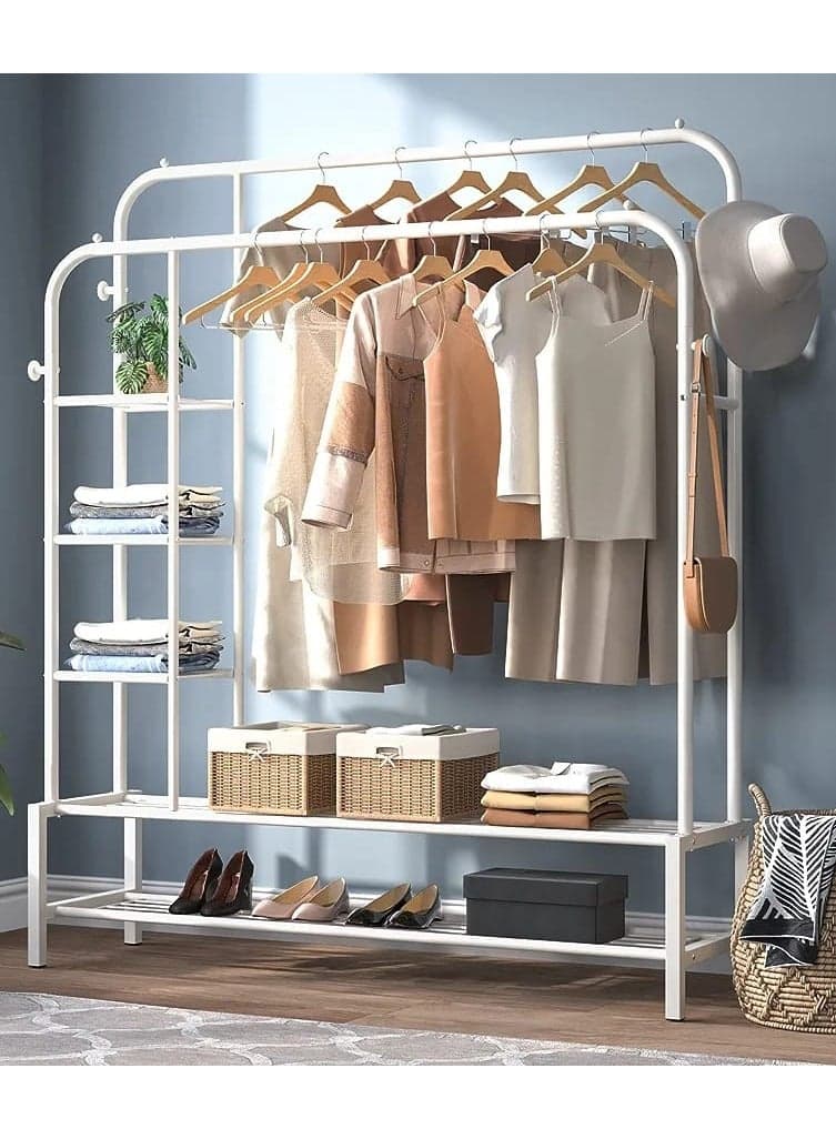Heavy Duty Double Clothes Rail Rack Hanging Garment Display Stand Open Wardrobe