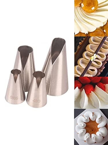 St Honore Piping TipsVshaped wave Pastry Tips Cake Decorating Nozzles Tips Piping Kit for Pastry Cupcakes Cakes Cookies4 Pcs