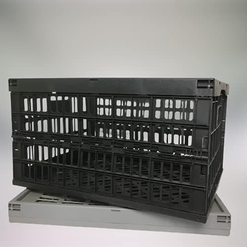Bigapple Portable Folding Basket Collapsible Durable Polypropylene Foldable Crate for Stacking, Storage and Organizing (50X38X26 cm, 25 kg Capacity, Black Color) - Pack of 2 (2)