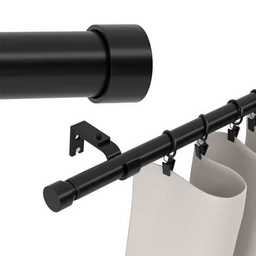 Extra Long Curtain Rods 120-inch to 214-inch, 1 inch Heavy Duty Drapery Rod for Outdoor Patio, Living Room, Bedroom, Sliding Door, Modern Black Curtain Pole Adjustable 10-17.5ft