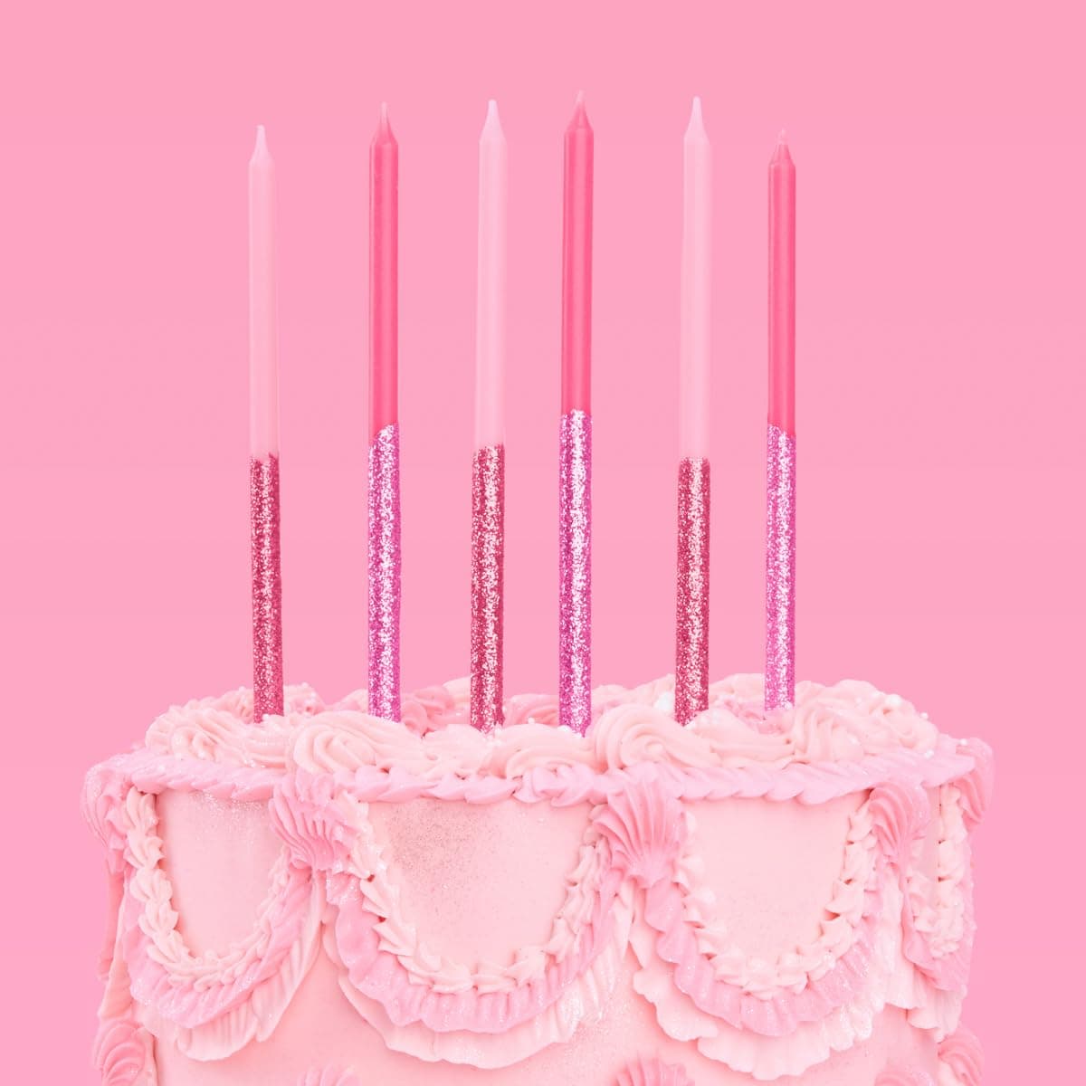 xo Fetti 10 Pink Glitter Party Cake Candles Tall Thin 10 Pcs Bachelorette Party Birthday Girl Gift Fun Cake Decoration Supplies Baby Shower Cute Cupcake Topper