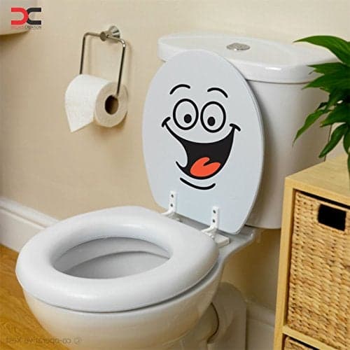 Decals Creation™ 'Funny Smile' Toilet Seat Sticker (PVC Vinyl, 36X30CM) (Pack of 2)