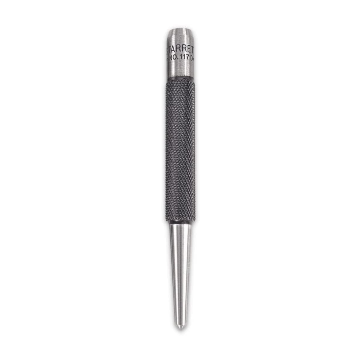 Starrett Steel Center Punch with Round Shank and Knurled Finger Grip Hardened and Tempered Steel 4 Length 532 Diameter Tapered 117D