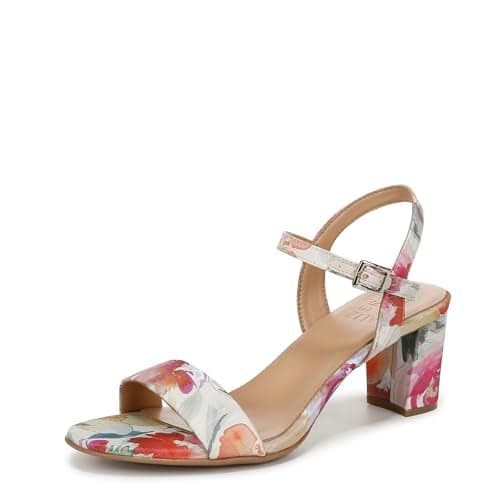 Naturalizer Womens Bristol Heeled Sandal Sunlight Yellow Floral Fabric 5 M