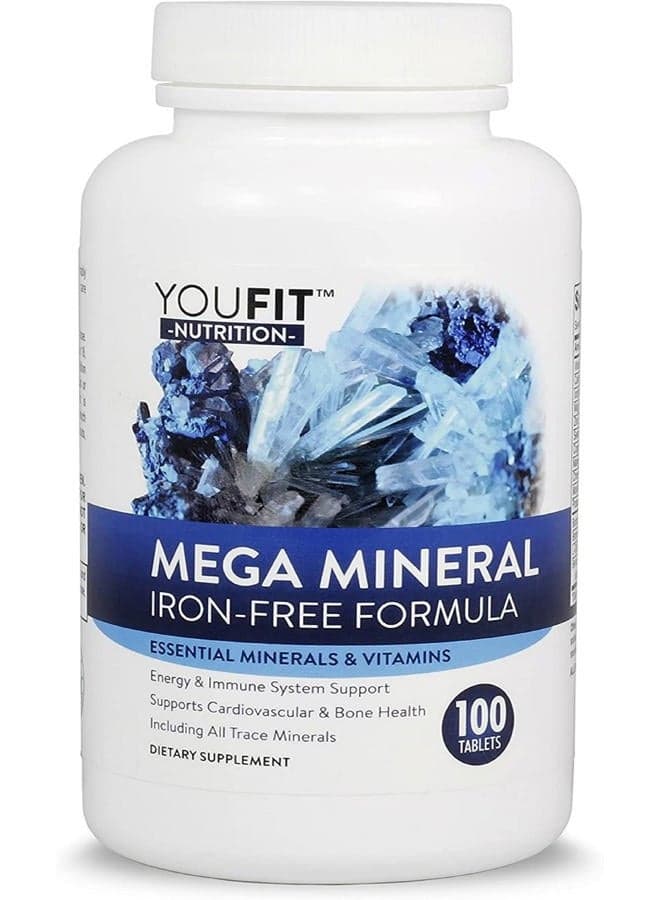 Mega Minerals Supplement by Youfit Nutrition | All 72 Trace Minerals | Premium Formula with Source of Minerals and Immune Health Support | Iron Free | All in One |1000mg Calcium 500mg Magnesium