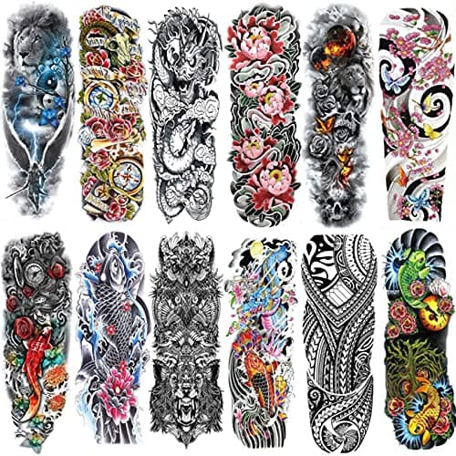 Aresvns Full Arm Temporary Tattoos for Men and Women,Temporary Tattoo Waterproof Sleeve Tattoo Last Long for Adults and Kids for BBQ Pool Beach Party