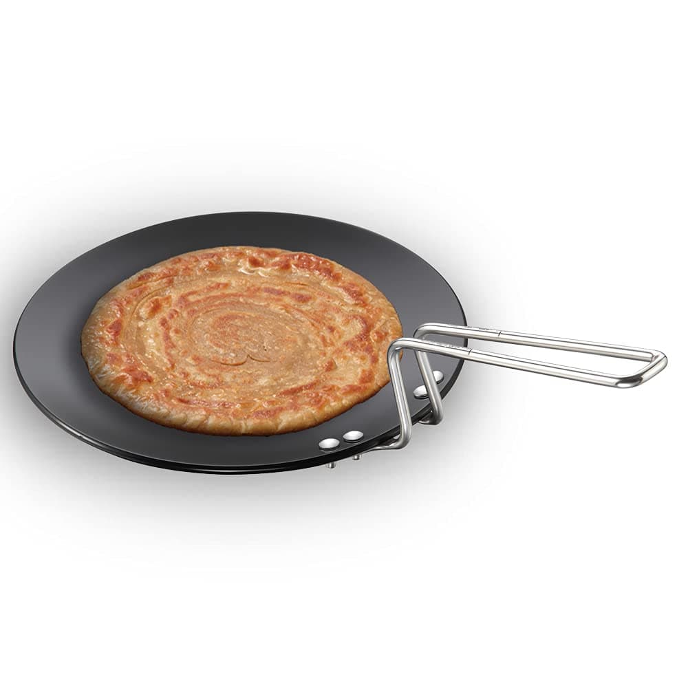 Hawkins Futura 28 cm Tava Hard Anodised Tawa with Stainless Steel Handle Black AT28