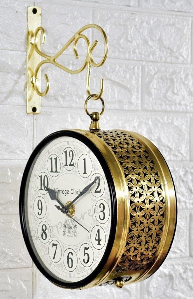 Vintage Clock Handcrafted Double Side Wall Clock 1 Year Warranty / 65560-8-FHR