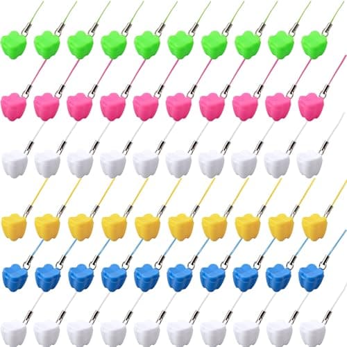 Flotory 60 Pcs Plastic Tooth Savers Necklace Colorful Tooth Holders Tooth Necklaces Container for Kids Teeth Keepsake Theme Party Supplies Goodie Bag Fillers 5 Colors