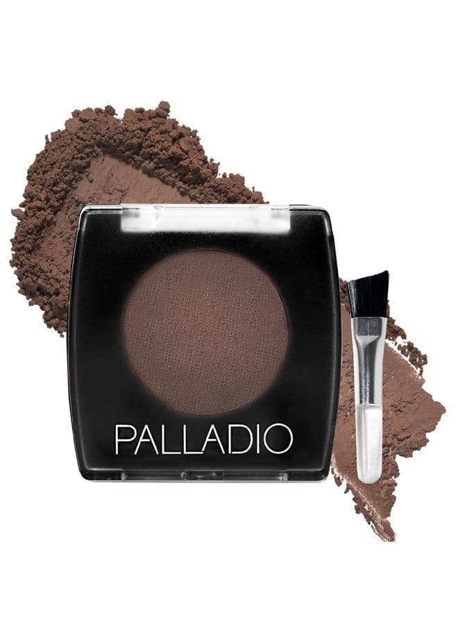 Brow Powder for Eyebrows, Soft and Natural Eyebrow Powder with Jojoba Oil & Shea Butter, Helps Enhance & Define Brows, Compact Size for Purse or Travel, Includes Applicator Brush, Dark Brown