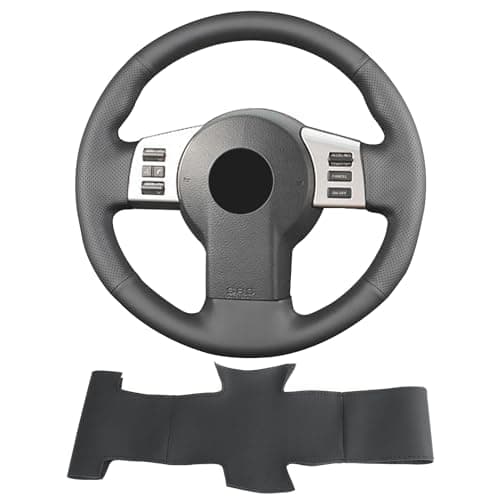 Yeolpise Hand-Stitched Steering Wheel Cover,Fit for Nissan Frontier 2005-2021/Pathfinder 2005-2012/Xterra 2005-2015,Non-Slip Breathable Microfiber Leather Steering Wheel Cover on Wrap DIY Hand Sewn