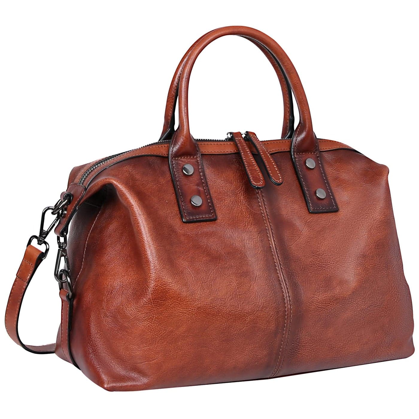Iswee Satchel Bags Retro Leather Purses for Women Handbags Shoulder Bags Luxury Tote Hobo Cross Body Work Doctor Bag Pocketbooks Brown
