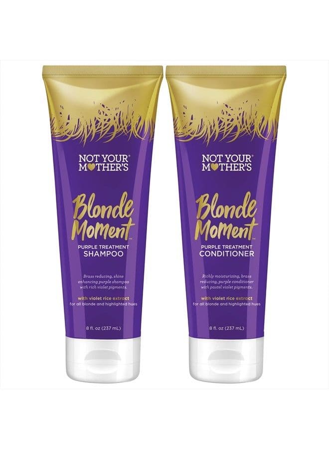 Blonde Moment Shampoo and Conditioner (2-Pack) - 8 fl oz - Purple Shampoo and Conditioner for Blondes - Reduces Brass, Enhances Hair Shine, Moisturizes Hair