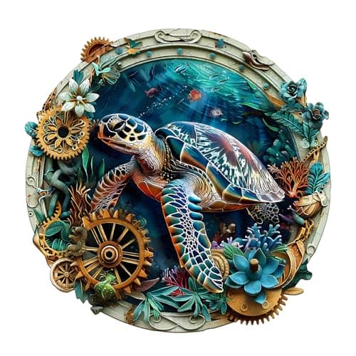Wooden Jigsaw Puzzles Embossed Turtle Wooden Puzzles for Adults with Unique Shape Adult Jigsaw Puzzle Birthday Gifts for Adults 134x133290pcs