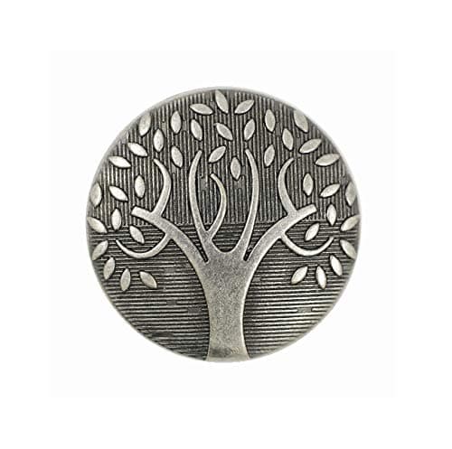 Bezelry 10 Pieces Big Tree Pattern Metal Shank Buttons 25mm 1 inch Gray Silver
