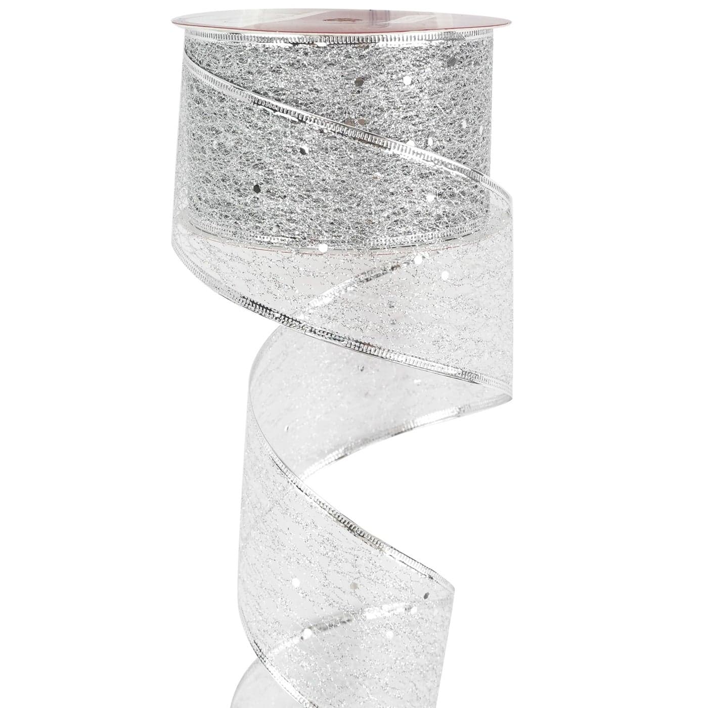 MEEDEE Silver Glitter Wire Mesh Ribbon 25 Inch Wired Christmas Ribbon for Tree Decoration Garland Wreath Bow Making 25 Yards