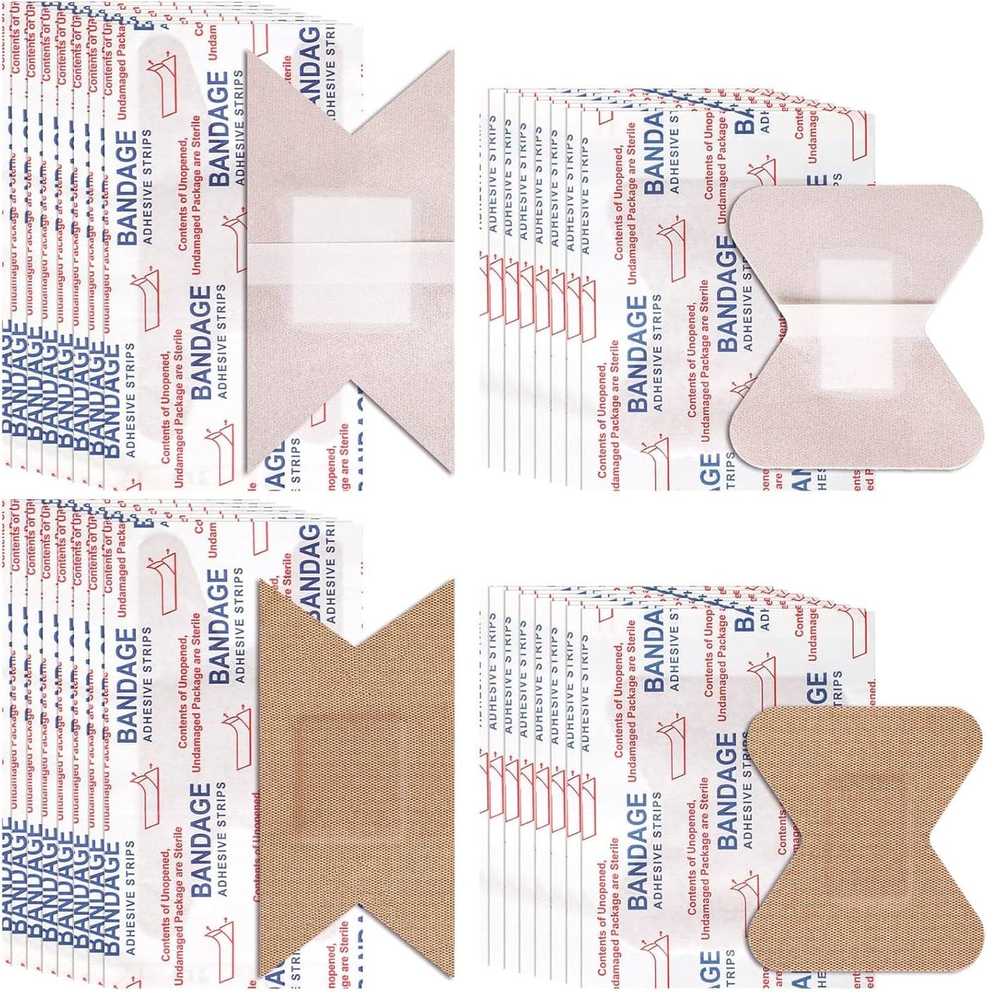 Sinmoe 100 Pieces Flexible Fabric Knuckle and Fingertip Bandages Adhesive Bandages Variety Pack for Wound Care in 2 Sizes 3 x 15 Inch 18 x 2 Inch Bulk Pack for First Aid KitsBrown
