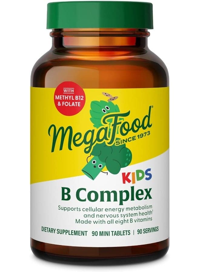 Kids B Complex - B Complex Vitamin Supplement, 8 B Vitamins - Vitamin B6, Vitamin B12, Folate, Biotin & More, Supports Cellular Energy Production, Vegetarian, Gluten Free – 90 Mini Tablets