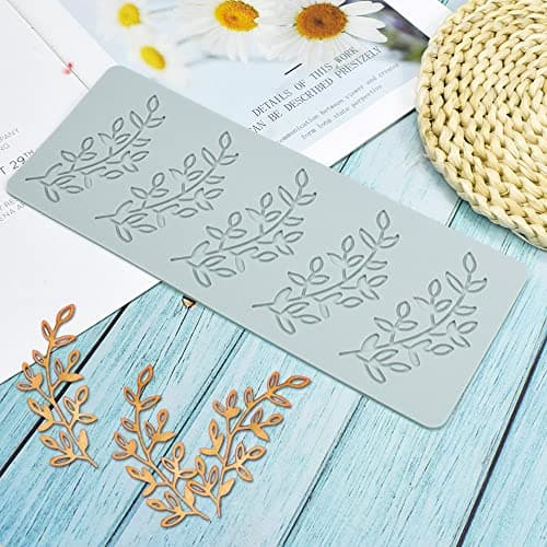 Hollow Tree Leaves Silicone Fern Leaf Pteridophyte DIY Chocolate Candy Fondant Mold 3D Lotus Silicone Cake Clay Mould for Cupcake Topper Decoration Sugar Craft Desserts E 856x36x012inch