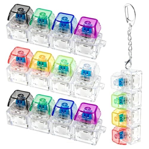 4 PCS Keyboard Fidget Toy Keyboard Fidget Keychain 4in1 Keyboard Decompression Button Finger Clicker Toys Button Stress Relief Fidget Gifts Transparent Colorful