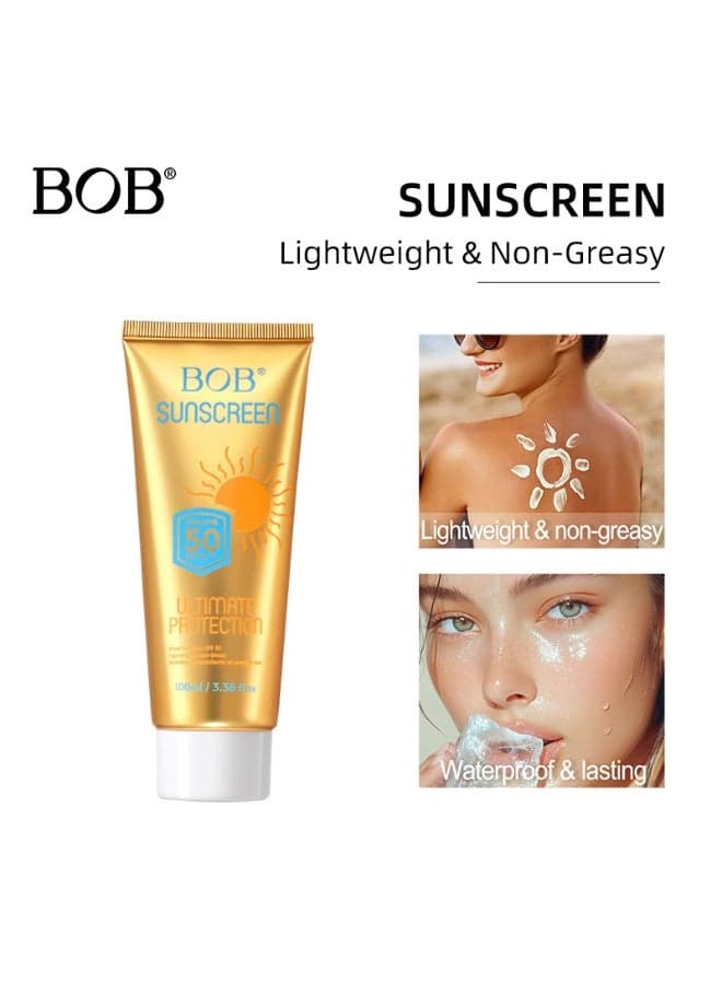 BOB Mini Gold Tube Sunscreen SPF50 PA+++ | Refreshing, Non-Greasy, Waterproof, Long-Lasting, Suitable for Face and Body