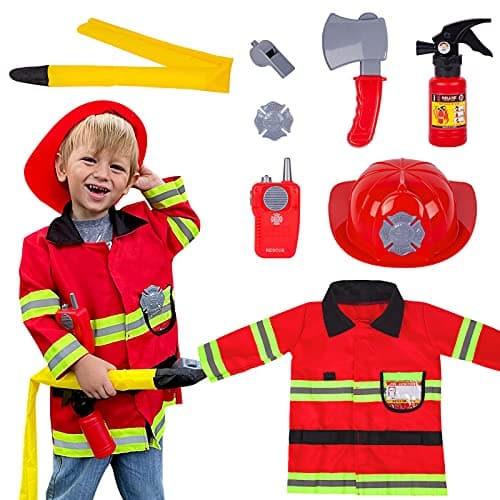 Liberry Fireman Costume for Kids 3 4 5 Years Old Firefighter Tools with Fire Extinguisher Pretend Play Toy Gift for Toddler Boys Girls
