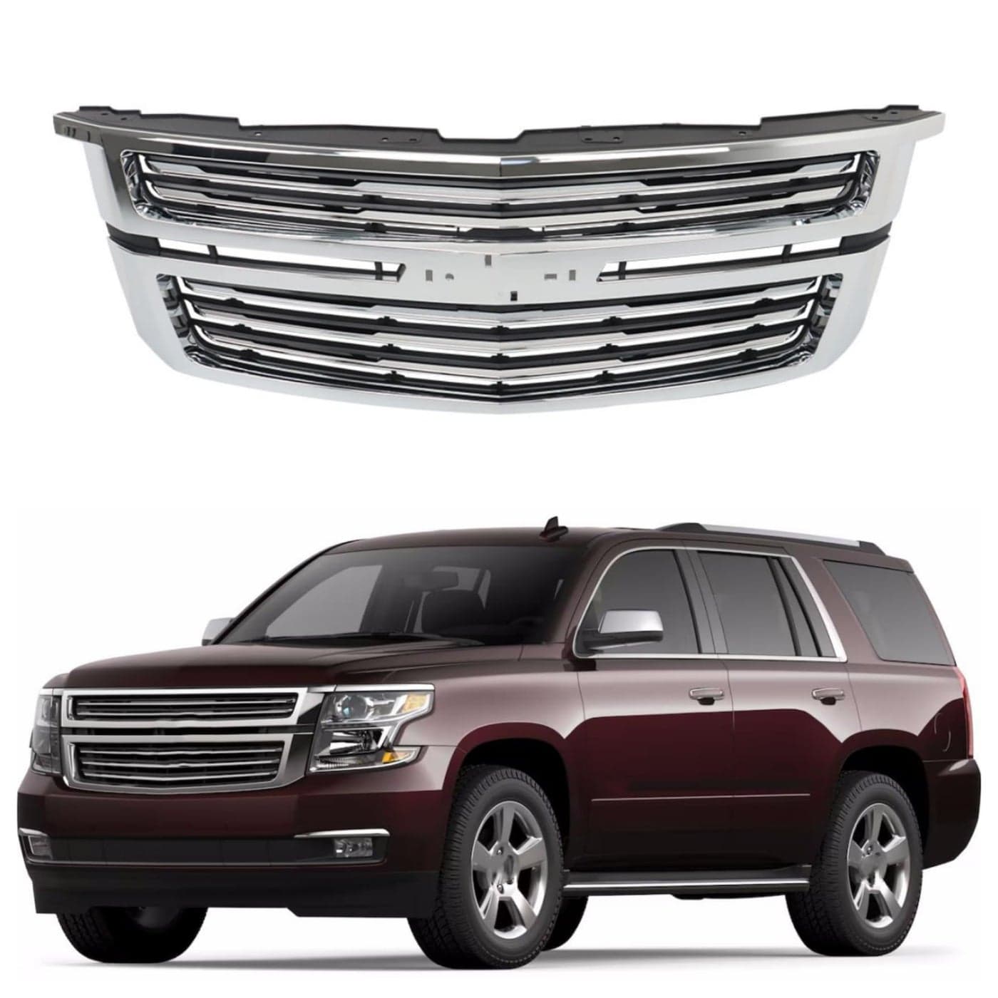 waltyotur Chrome Front Upper Grille Replacement for Tahoe Suburban LTZ 20152020