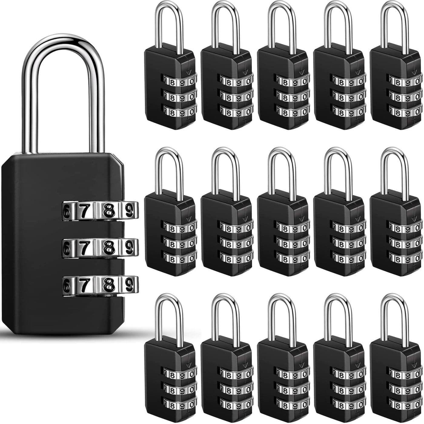 Chumia 16 Pack 3 Digit Combination Lock Small Combo Locks Waterproof Luggage Number Padlock for Backpack Suitcases Traveling Toolbox School Gym Employee Locker
