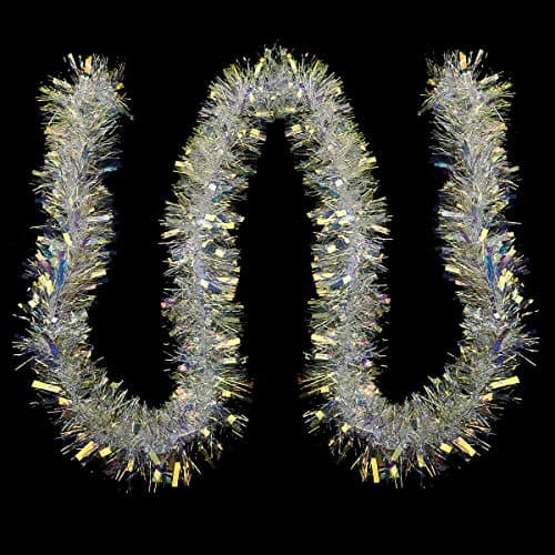 Decora White Tinsel Garland for Christmas Tree Decorations Wedding Birthday Party Supplies 19 Feet
