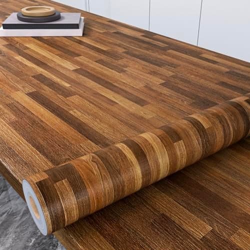 Decotalk Butcher Block Contact Paper Wood Contact Paper 17.7x120 Inch Dark Wood Contact Paper for Countertops Dark Brown Butcher Block Contact Paper Wood Peel and Stick Wallpaper Woods Vinyl Wrap