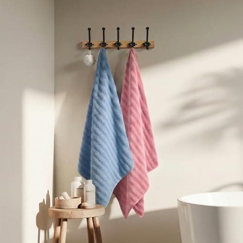haus & kinder Allure Zero Twist Bath Towel Pack of 2, Ultra Absorbent Bathing Towels | 100% Cotton Towels for Men, Women | 500 GSM | Blue & Pink